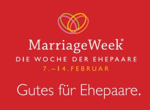 Logo der MarriageWeek mit Herzsymbol und dem Hinweis "Die Woche der Ehepaare, 7.–14. Februar, Gutes für Ehepaare"